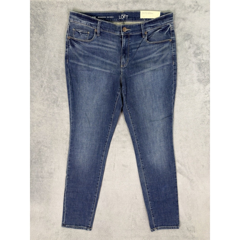 New Ann Taylor Loft Jeans Womens 31 Blue Medium Wash Mid Rise Modern Skinny
